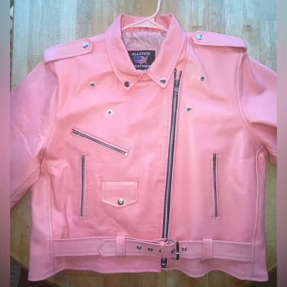 ALLSTATE LEATHER ladies 2x baby pink biker jacket - Picture 5 of 14